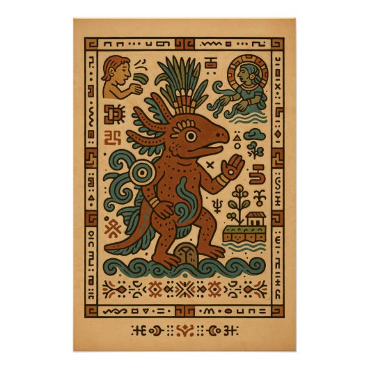 Poster Axolotl Teotl - Dieu des Eaux (Devant)