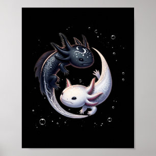 Poster Axolotls Yin Yang Graphisme Japonais Art Anime Axo