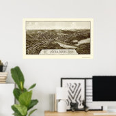 Poster Ayer, MA Carte panoramique - 1886 (Bureau à domicile)
