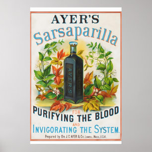 Poster Ayers Sarsaparilla des années 1860 - Médicament br