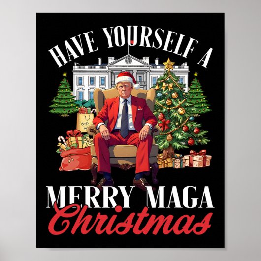 Poster Ayez un méga Noël joyeux Santa drôle T (Devant)