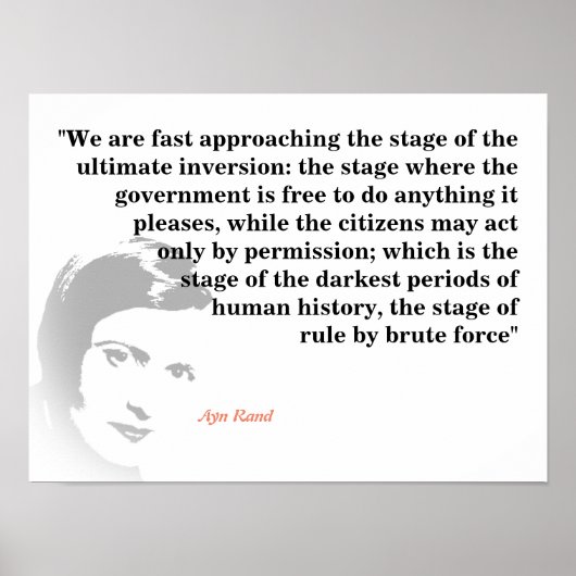 Poster Ayn Rand Citation Sur L'Inversion Ultime (Devant)