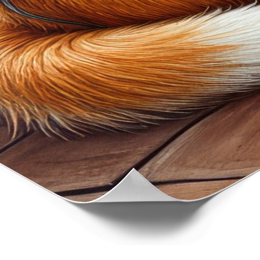 Poster Azawakh Sitting by Fireplace with Christmas Lights (Coin)