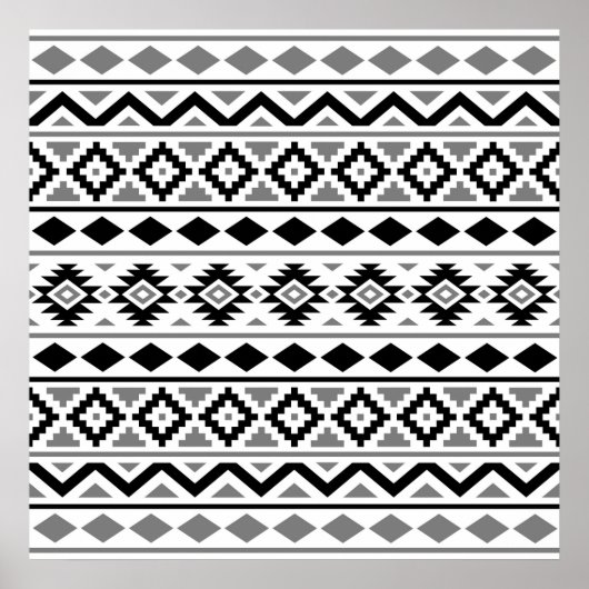 Poster Aztec Essence Motif III noir blanc gris (Devant)