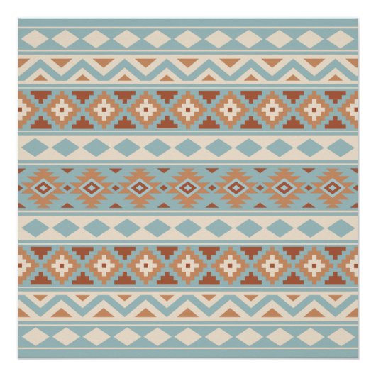 Poster Aztec Essence Ptn IIIb Blue Cream Terracottas (Devant)