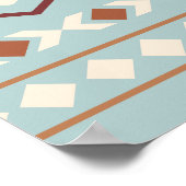 Poster Aztec Formes Motif Rusts Crème Turquoise-Bleu (Coin)