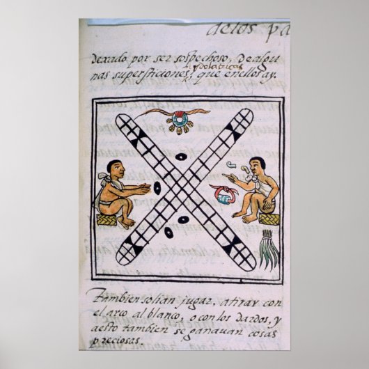 Poster Aztec hommes jouant Patoli (Devant)