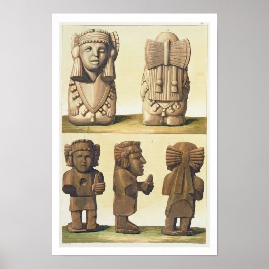 Poster Aztec Idols, Mexique (lithographie couleur) (Devant)