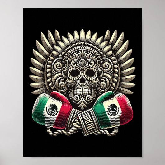 Poster Aztec Mictlantecuhtli Mexicaine Pride Boxe 1 (Devant)