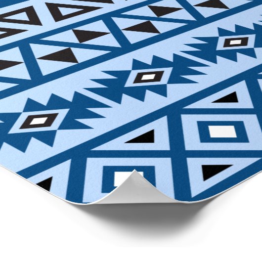 Poster Aztec Style Pattern Blues Black & White (Coin)