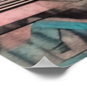Poster Aztec Sud-Ouest Pastel Rose Et Bleu (Coin)