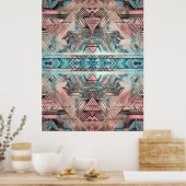 Poster Aztec Sud-Ouest Pastel Rose Et Bleu (Cuisine)