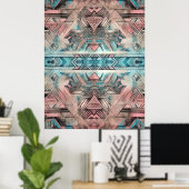 Poster Aztec Sud-Ouest Pastel Rose Et Bleu (Bureau à domicile)