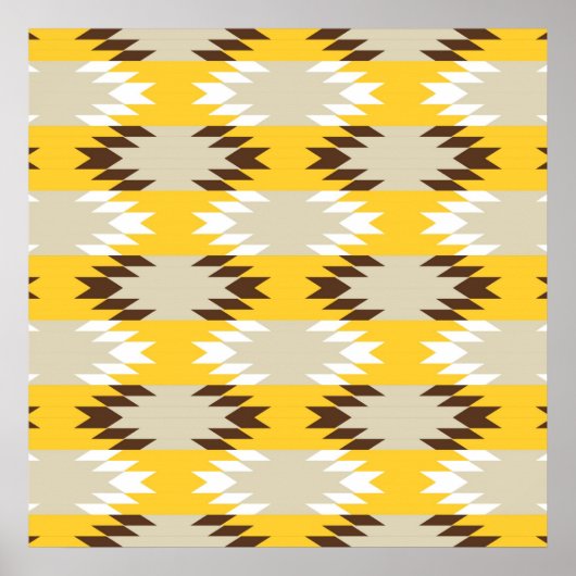 Poster Aztec Tribal Jaune Amérindien Brown Designs (Devant)