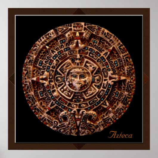Poster "AZTECA" Calendrier solaire maya Art Imprimé (Devant)