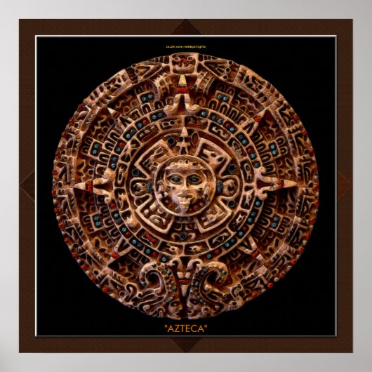 Poster AZTECA ~ Mayan - Calendrier Solaire Aztèque Impres (Devant)