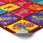 Poster Aztèque coloré Animaux mexicains 1 (Coin)