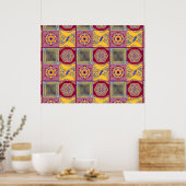 Poster Azulejos Carreaux géométriques avec torsion CG (Cuisine)