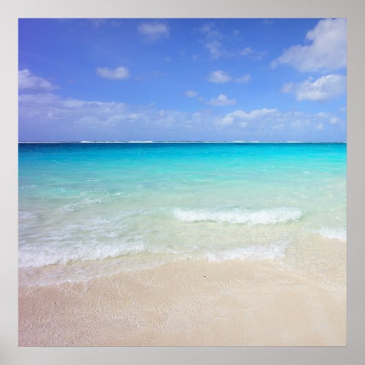 Poster Azure Blue Caribbean Tropical Beach (Devant)