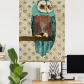Poster Azure & Blush Owl (Thuiskantoor)