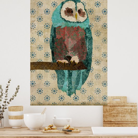  Poster Azure & Blush Owl (Keuken)