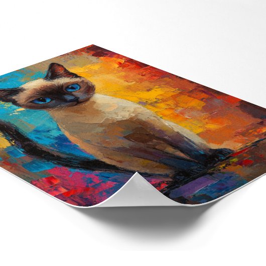Poster Azure-Gazed Siamese — Vivid Brushstroke Portrait (Coin)