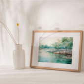 Poster Azure Mangrove Majesty : Aquarelle bleu-vert