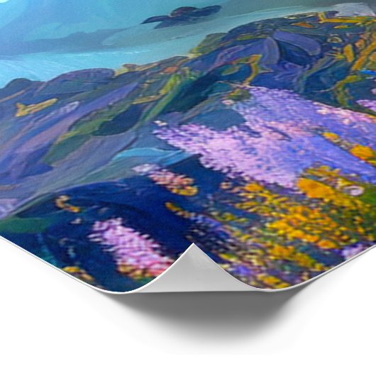 Poster Azure Oasis : Un lac Serene Mountain (Coin)