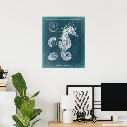 Poster Azure Seahorse Study I (Bureau à domicile)