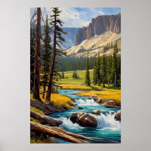 Poster Azure Stream au milieu d'une vallée verte (Devant)