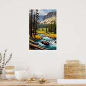 Poster Azure Stream au milieu d'une vallée verte (Cuisine)