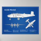 Poster B-25B Mitchell Doolittle - Plan d'avion ABD (Devant)