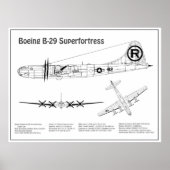 Poster B-29 Superforteresse - Plan directeur de l'avion B (Devant)