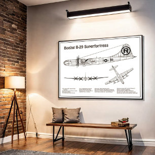 Poster B-29 Superforteresse - Plan directeur de l'avion B