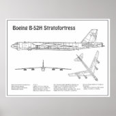 Poster B-52 Stratoforteresse - Plan directeur de l'avion  (Devant)