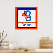 Poster B est pour papillon et nom de garçon Wall Art pour (Cuisine)