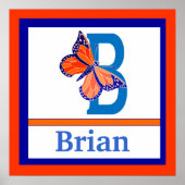 Poster B est pour papillon et nom de garçon Wall Art pour (Devant)