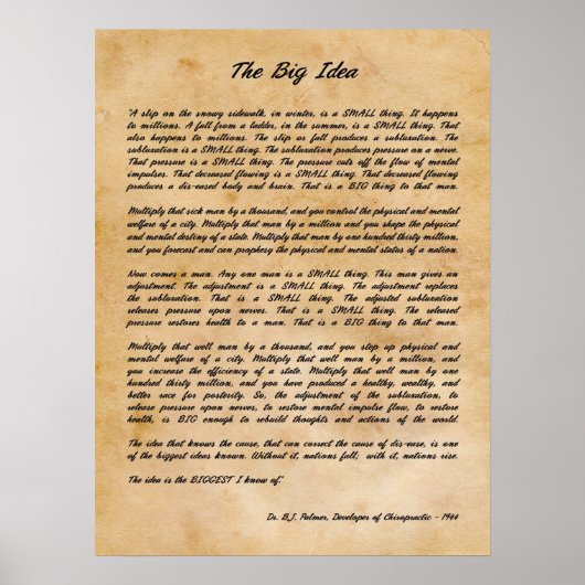 Poster B J Palmer - La Grande Idée Chiropratique Impressi (Devant)