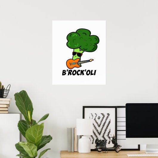Poster B-Rock-Oli Funny Rocker Broccoli Pun (Bureau à domicile)
