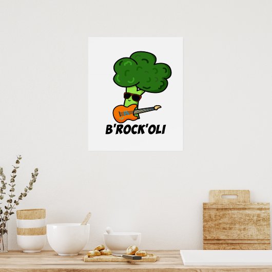 Poster B-Rock-Oli Funny Rocker Broccoli Pun (Cuisine)