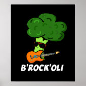 Poster B-Rock-Oli Funny Rocker Broccoli Pun Dark BG (Devant)