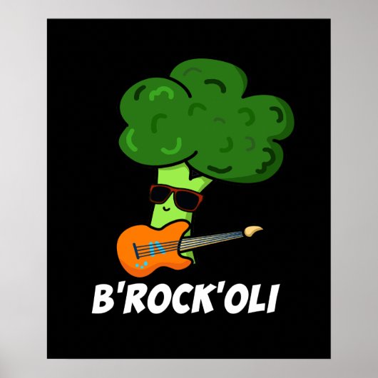 Poster B-Rock-Oli Funny Rocker Broccoli Pun Dark BG (Devant)
