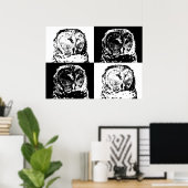 Poster B/W Barred Owl Pop Art (Bureau à domicile)
