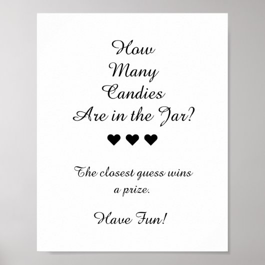 Poster B&W Combien De Candies Sont Dans Le Jeu Jar (Devant)