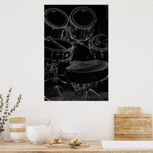 Poster B/W Drumset 1 (Cuisine)