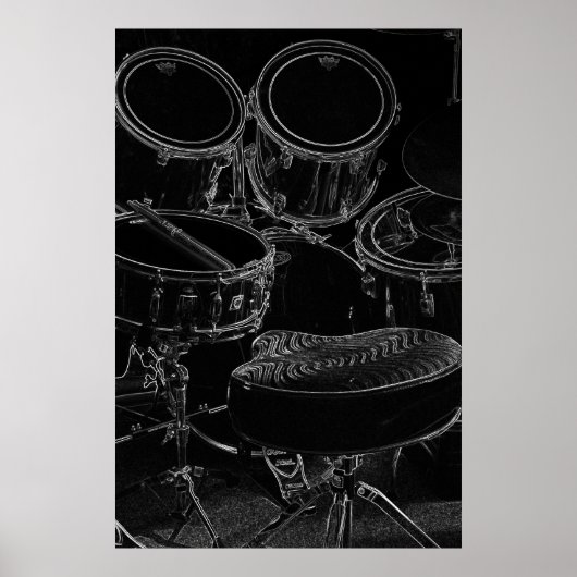 Poster B/W Drumset 1 (Devant)