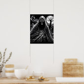 Poster B&W Evil Spirit in Cemetery Déplaisant (Cuisine)