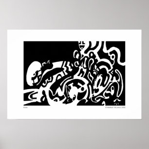 Poster B&W "Glow" Art Abstrait