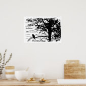 Poster - B&W Nevermore Raven Silhouette (Cuisine)