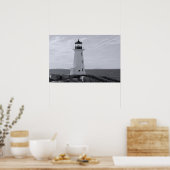 Poster B&W Peggy's Cove Lighthouse (Cuisine)
